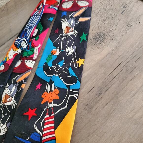 Looney Toons Tie Warner Bros. Vintage 90s Bugs Bunny Sylvester Daffy Funny Retro - Picture 4 of 6